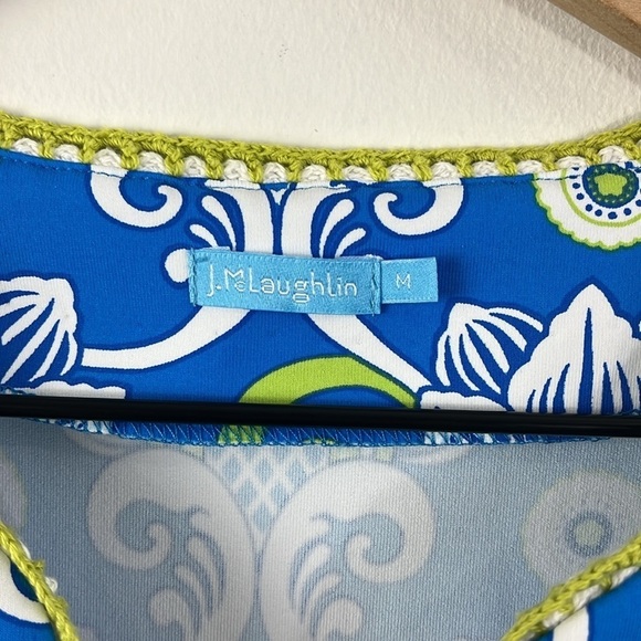 J. McLaughlin Catalina Cloth Blue Green Crochet Floral Sleeveless Dress Womens M - Picture 3 of 13